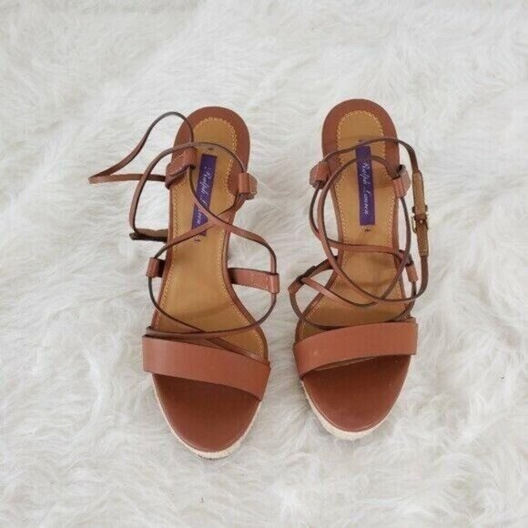 Ralph Lauren Heels Shoes US 7 37 Purple Label Platform Leather NEW - Picture 4 of 8